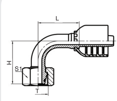 90°弯公制内螺纹24°锥带O型圈轻系列