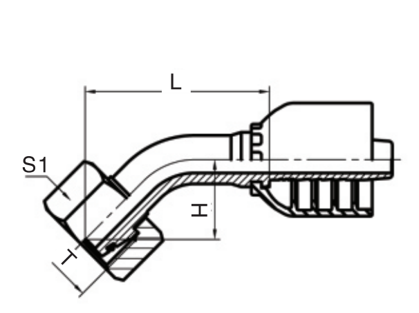 45°弯公制内螺纹24°带O型圈轻系列
