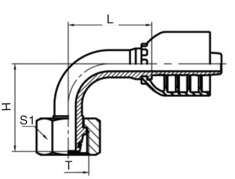 90°弯公制内螺纹24锥带O型圈重系列