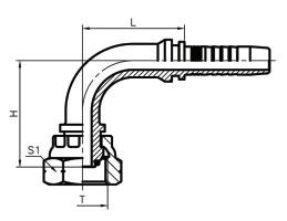 90°弯英管内螺纹60°外锥面带O型圈