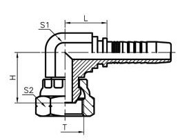 90° 弯英管短身内螺纹60° 外锥面