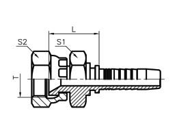 英管内螺纹60°外锥面双六角