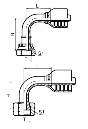 90°美制ORFS内螺纹平面